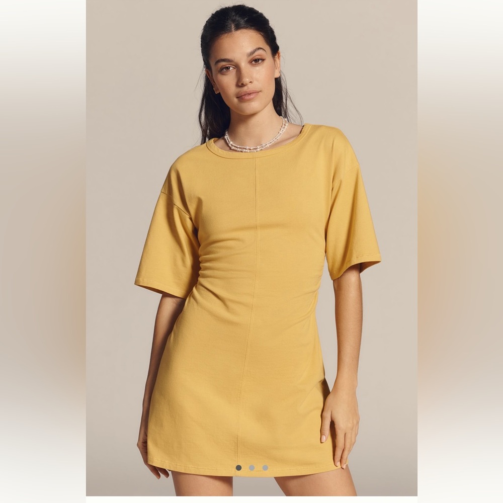 Anthropologie Mustard Yellow Short Sleeve Shift Dress